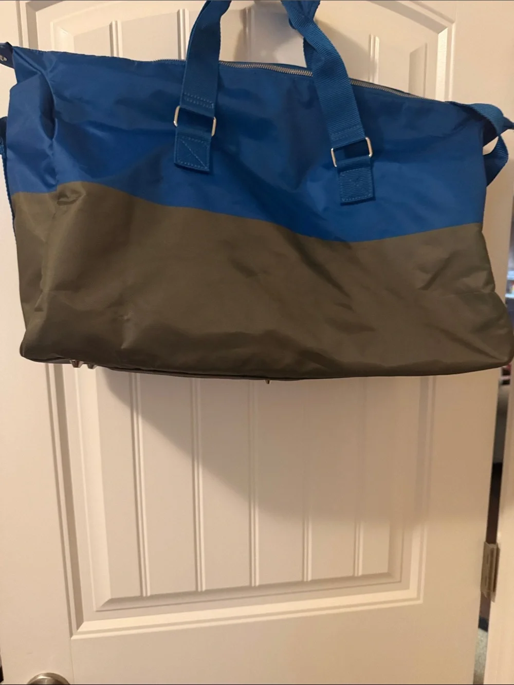 Moschino‎ Two-Tone Blue and Olive Duffel Bag
